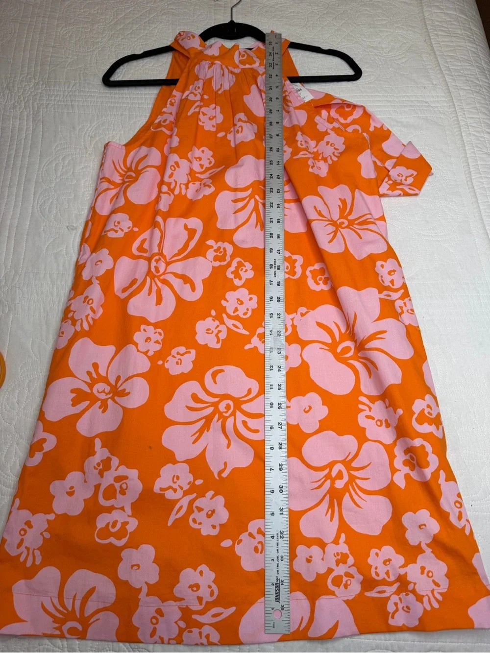 J.Crew Orange and Pink Tropical Hibiscus Floral Halter Neck Mini Dress Sz 4 NWT
